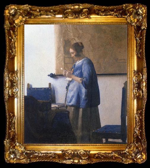 framed  Johannes Vermeer Woman Reading a Letter, ta009-2